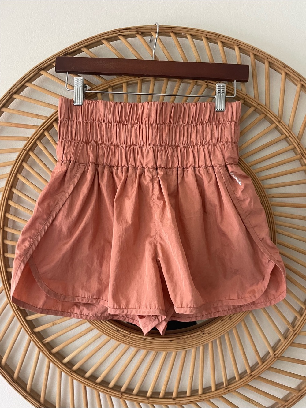 Free people Coral High-Waist Smocked Athletic Shorts size large